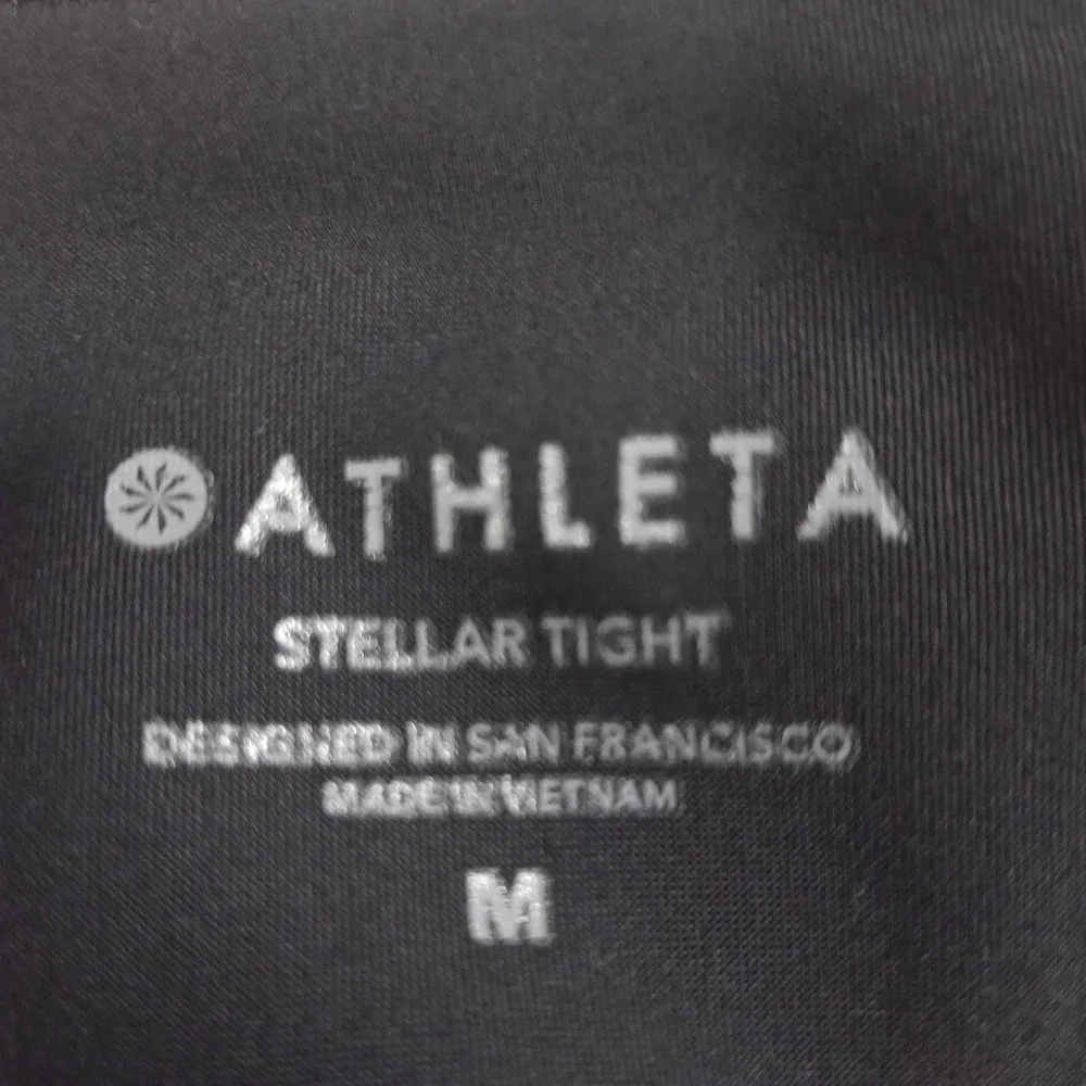 Athleta Stellar Tight Black High Rise Zipper Pocket Leggings Womens Size M - Picture 3 of 4
